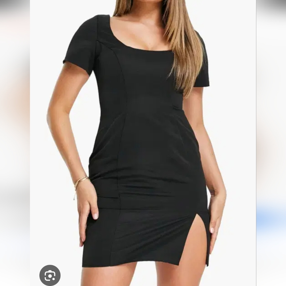 ASOS Black Sheath Mini Dress with Square Neck Size 6